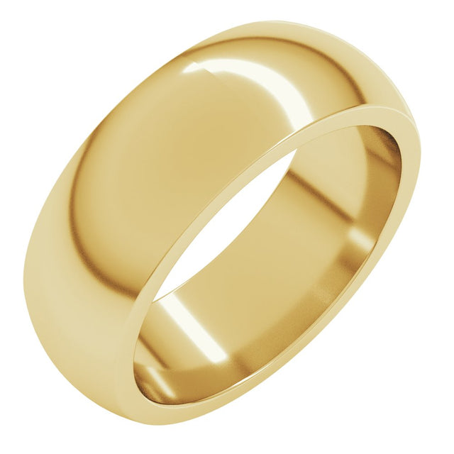 14K Yellow Gold 7 mm Heavyweight Half Round Band Size 10