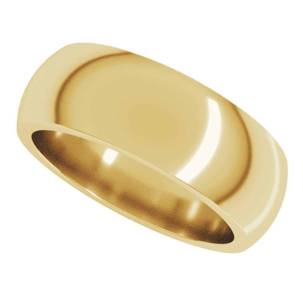 14K Yellow Gold 7 mm Heavyweight Half Round Band Size 10