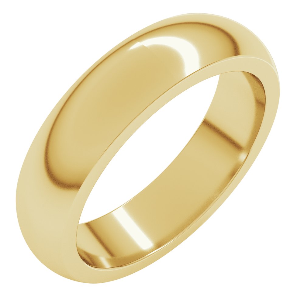 14K Yellow Gold 5 mm Heavyweight Half Round Band Size 8