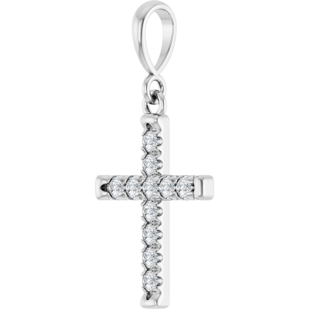 14K White Gold 1/5 CTW Lab-Grown Diamond French-Set Cross Pendant