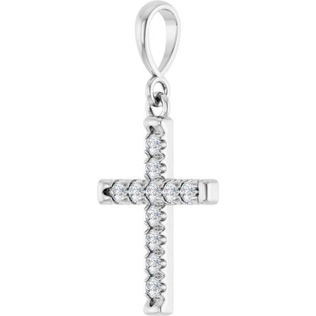 14K White Gold 1/5 CTW Lab-Grown Diamond French-Set Cross Pendant