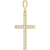 14K Yellow Gold 3/8 CTW Natural Diamond French-Set Cross Pendant