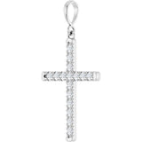 14K White Gold 3/8 CTW Lab-Grown Diamond French-Set Cross Pendant