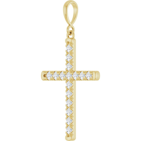 14K Yellow Gold 3/8 CTW Natural Diamond French-Set Cross Pendant