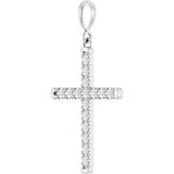 14K White Gold 3/8 CTW Lab-Grown Diamond French-Set Cross Pendant