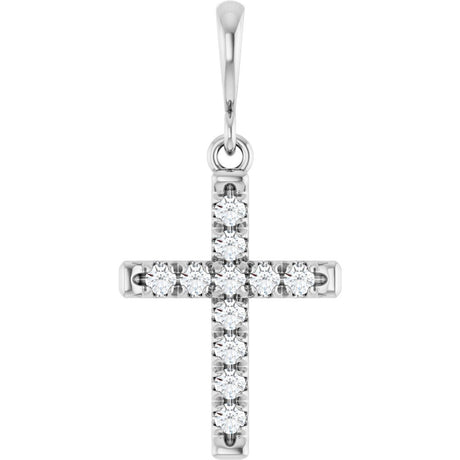 14K White Gold 1/5 CTW Lab-Grown Diamond French-Set Cross Pendant