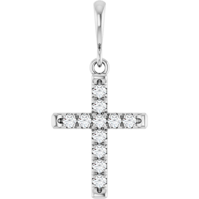 14K White Gold 1/5 CTW Lab-Grown Diamond French-Set Cross Pendant