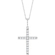14K White Gold 3/8 CTW Lab-Grown Diamond French-Set Cross 16-18" Necklace
