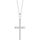 14K White Gold 3/8 CTW Natural Diamond French-Set Cross 16-18" Necklace