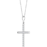 14K White Gold 3/8 CTW Lab-Grown Diamond French-Set Cross 16-18" Necklace