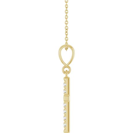 14K Yellow Gold 1/5 CTW Natural Diamond French-Set Cross 16-18" Necklace