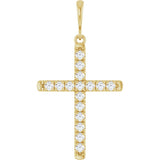 14K Yellow Gold 3/8 CTW Natural Diamond French-Set Cross Pendant