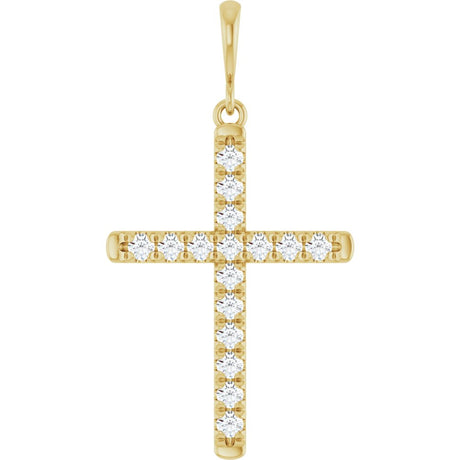 14K Yellow Gold 3/8 CTW Natural Diamond French-Set Cross Pendant