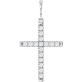 14K White Gold 3/8 CTW Lab-Grown Diamond French-Set Cross Pendant