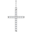 14K White Gold 3/8 CTW Lab-Grown Diamond French-Set Cross Pendant