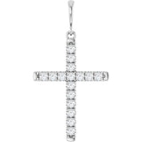 14K White Gold 3/8 CTW Lab-Grown Diamond French-Set Cross Pendant