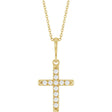 14K Yellow Gold 1/5 CTW Natural Diamond French-Set Cross 16-18" Necklace