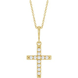 14K Yellow Gold 1/5 CTW Natural Diamond French-Set Cross 16-18" Necklace