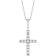 14K White Gold 1/5 CTW Natural Diamond French-Set Cross 16-18" Necklace