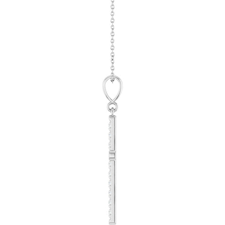 14K White Gold 3/8 CTW Lab-Grown Diamond French-Set Cross 16-18" Necklace