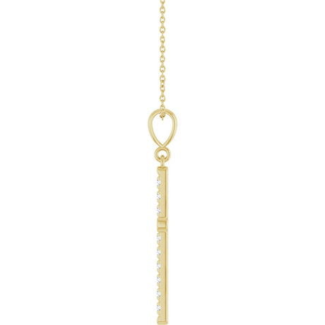 14K Yellow Gold 3/8 CTW Lab-Grown Diamond French-Set Cross 16-18" Necklace