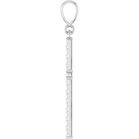 14K White Gold 3/8 CTW Lab-Grown Diamond French-Set Cross Pendant