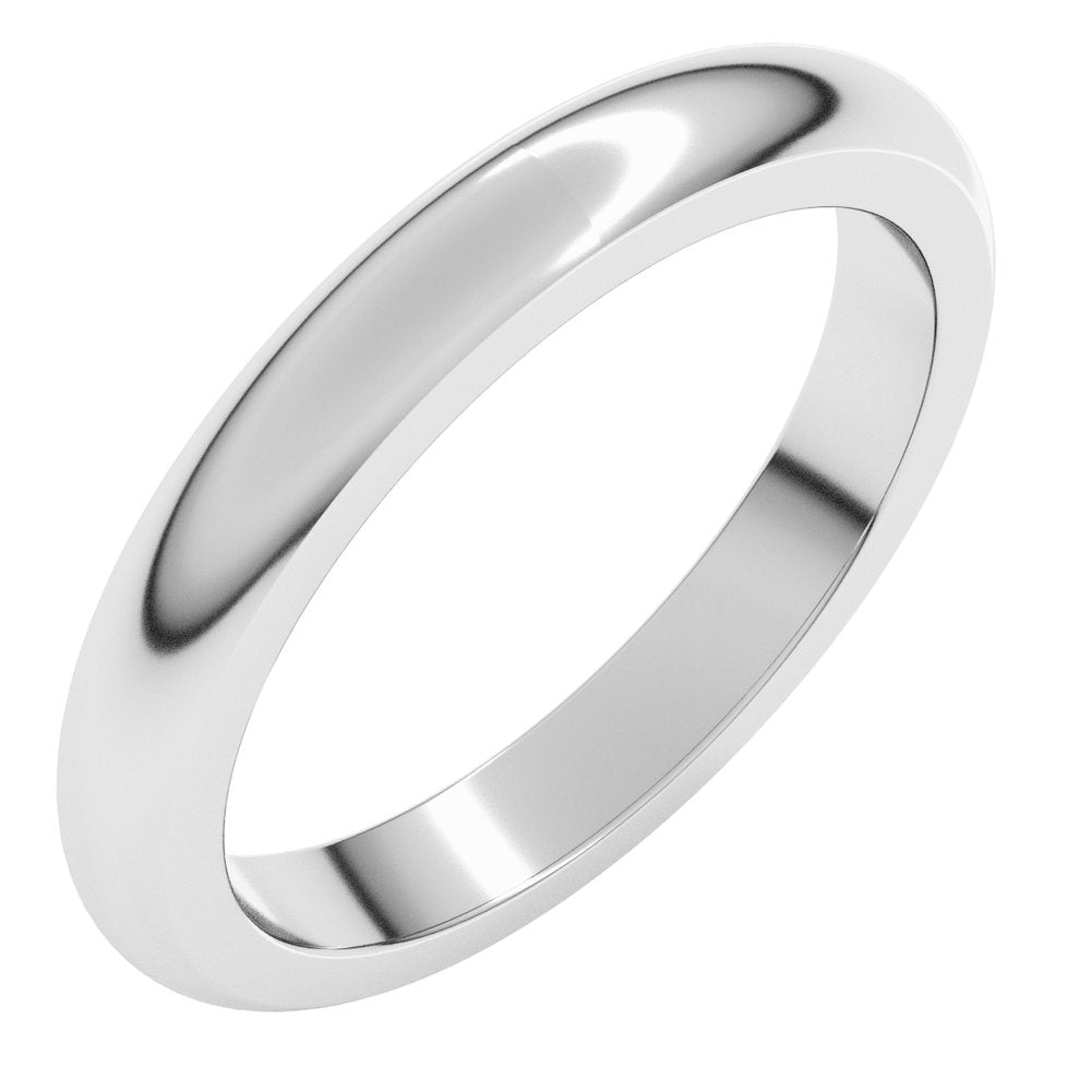 14K White Gold 3 mm Heavyweight Half Round Band Size 5