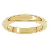 14K Yellow Gold 3 mm Heavyweight Half Round Band Size 8