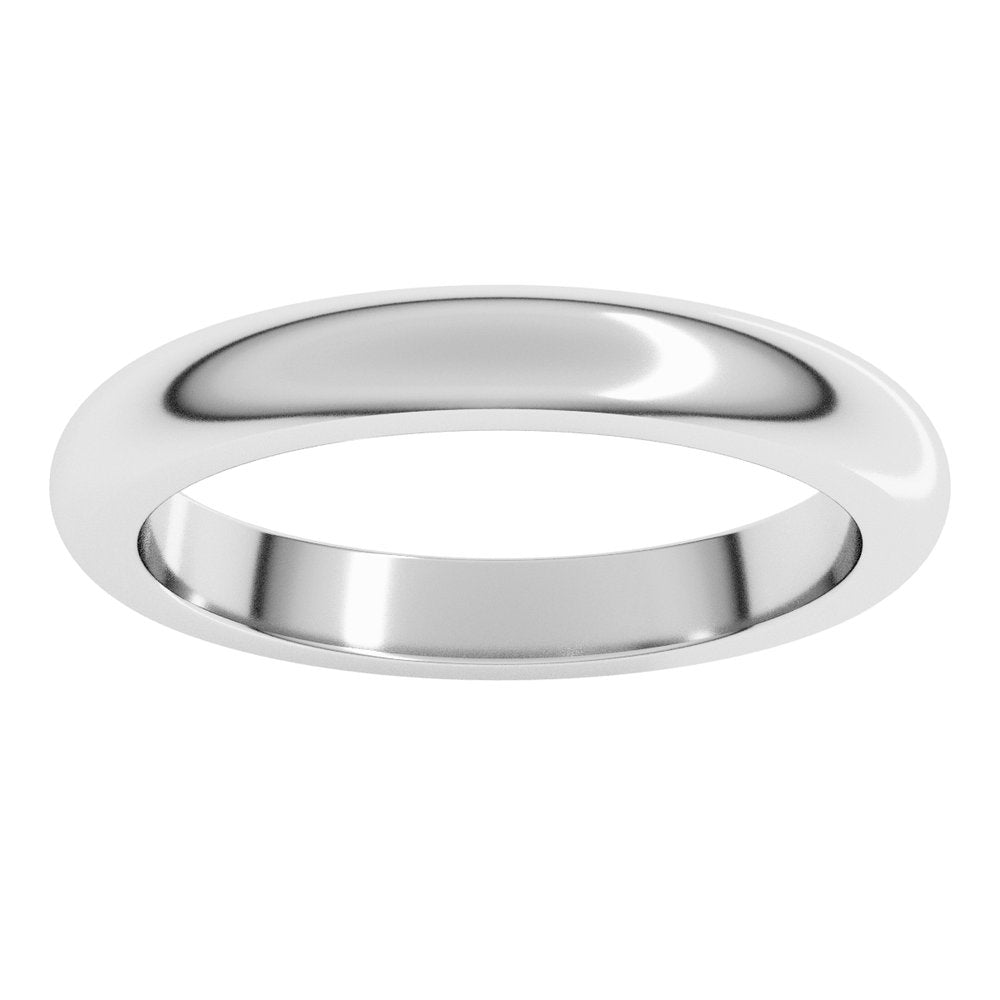 14K White Gold 3 mm Heavyweight Half Round Band Size 6