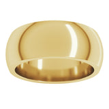 14K Yellow Gold 8 mm Heavyweight Half Round Band Size 6