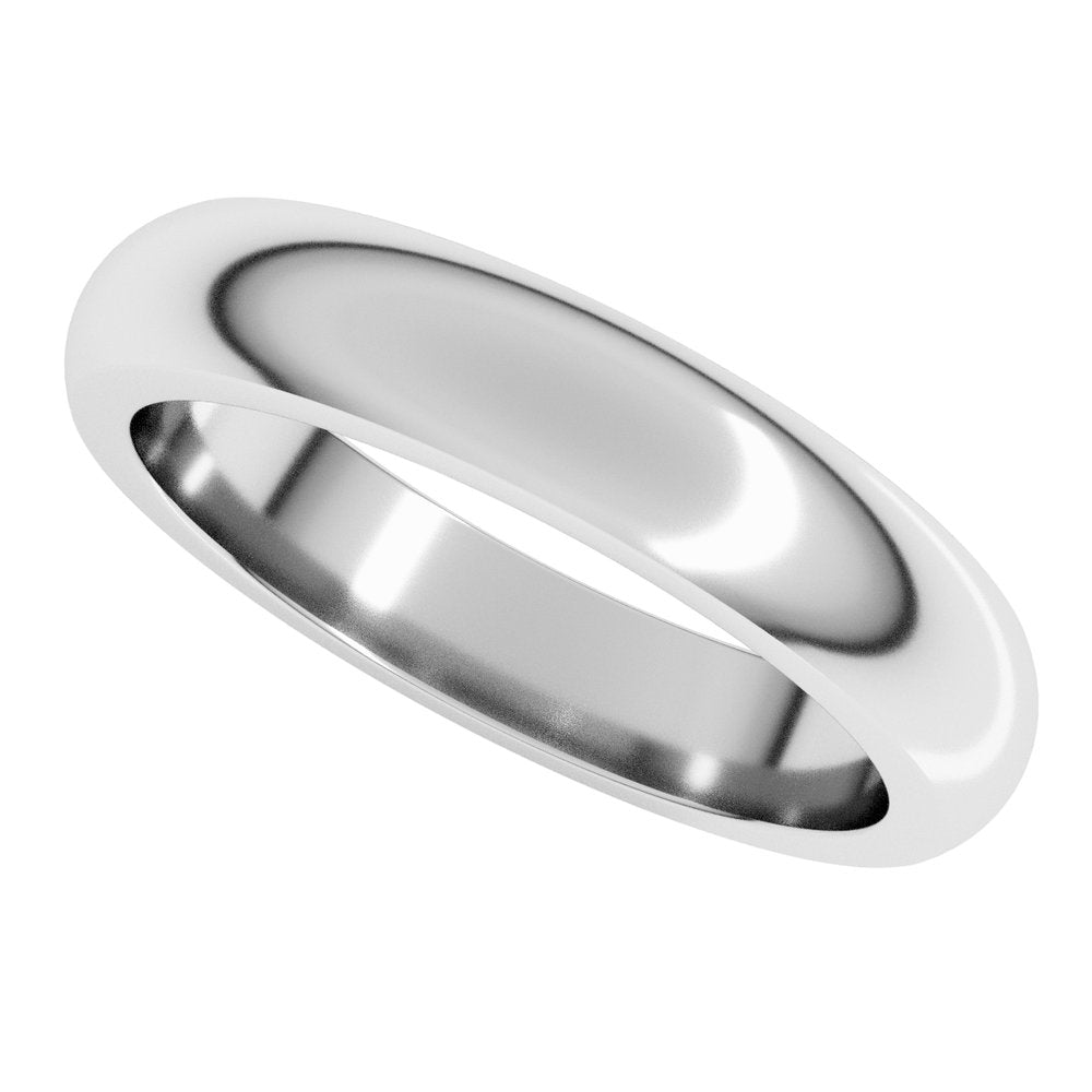 14K White Gold 4 mm Heavyweight Half Round Band Size 6.5