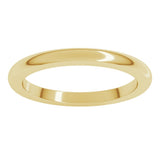 14K Yellow Gold 2 mm Heavyweight Half Round Band Size 6