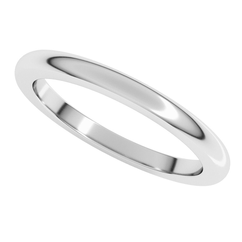 14K White Gold 2 mm Heavyweight Half Round Band Size 5