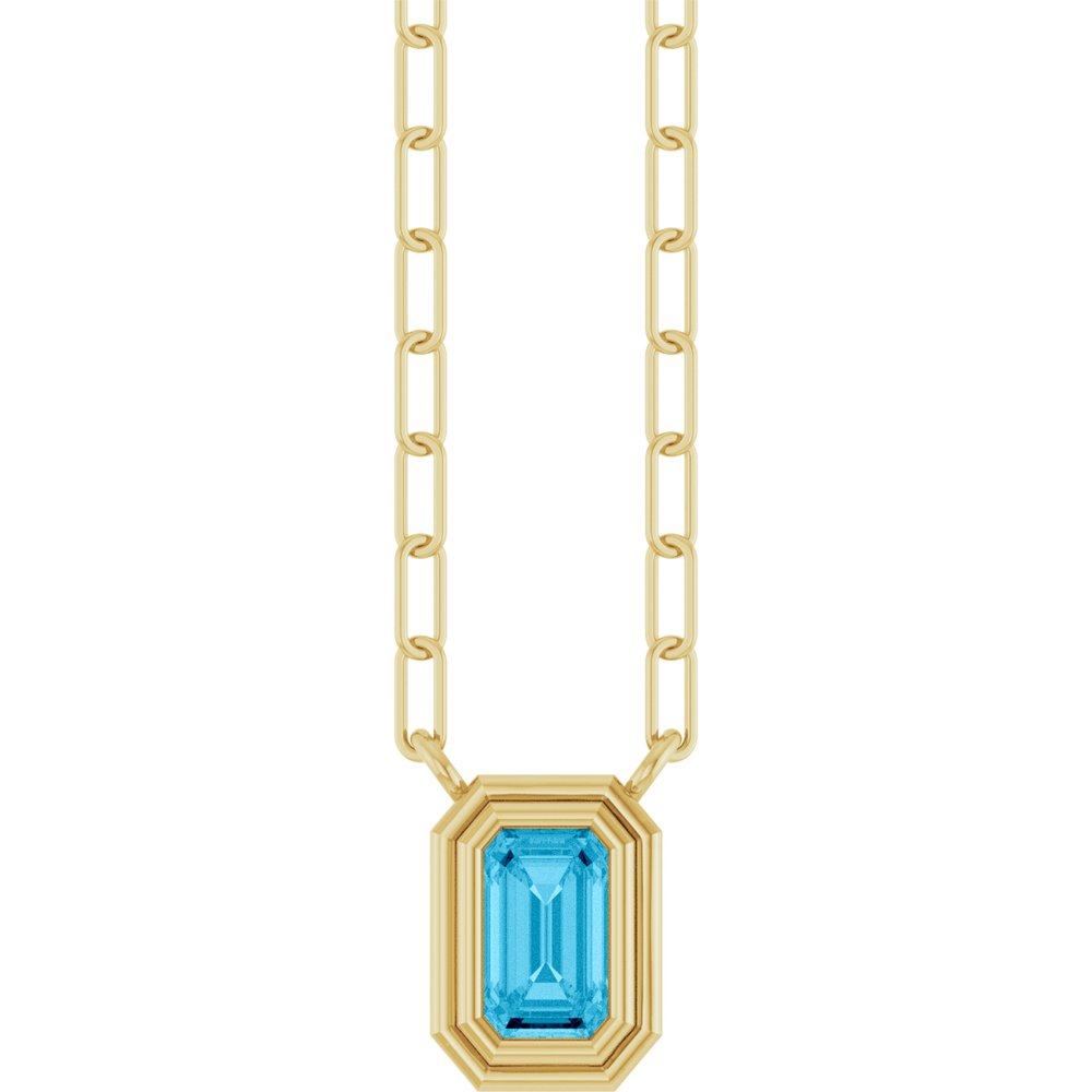 14K Yellow Gold Natural Aquamarine 18" Necklace