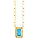 14K Yellow Gold Natural Aquamarine 18" Necklace