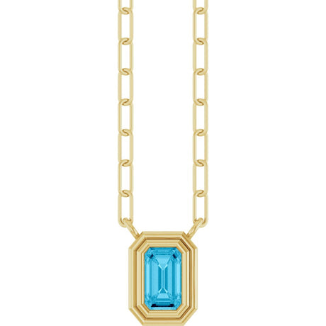14K Yellow Gold Natural Aquamarine 18" Necklace