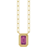14K Yellow Gold Natural Pink Tourmaline 18" Necklace