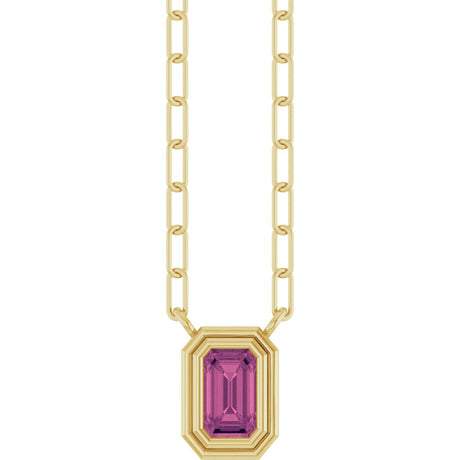 14K Yellow Gold Natural Pink Tourmaline 18" Necklace