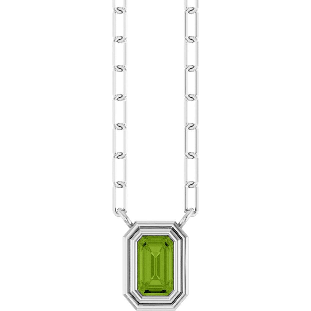 Sterling Silver Natural Peridot 18" Necklace