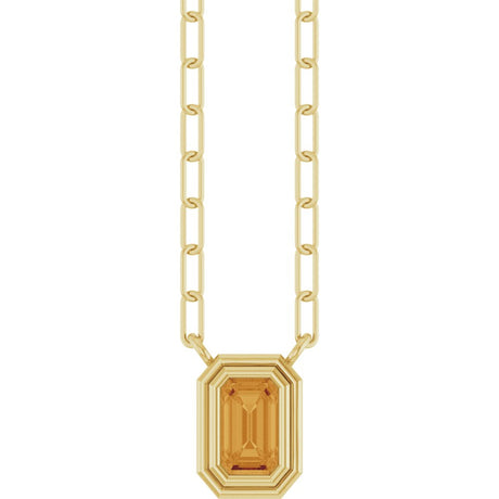 14K Yellow Gold Natural Citrine 18" Necklace
