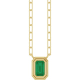 14K Yellow Gold Lab-Grown Emerald 18" Necklace