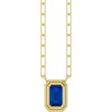 14K Yellow Gold Lab-Grown Blue Sapphire 18" Necklace