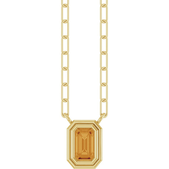 14K Yellow Gold Natural Citrine 18" Necklace