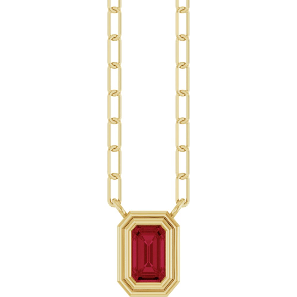 14K Yellow Gold Lab-Grown Ruby 18" Necklace