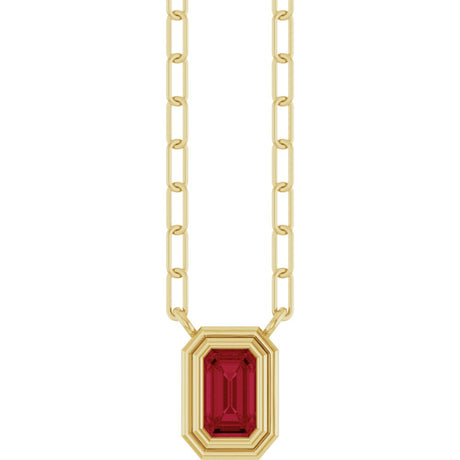 14K Yellow Gold Lab-Grown Ruby 18" Necklace