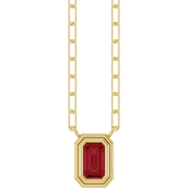 14K Yellow Gold Lab-Grown Ruby 18" Necklace