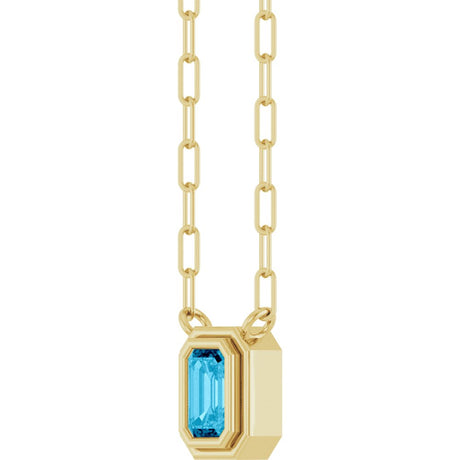 14K Yellow Gold Natural Aquamarine 18" Necklace