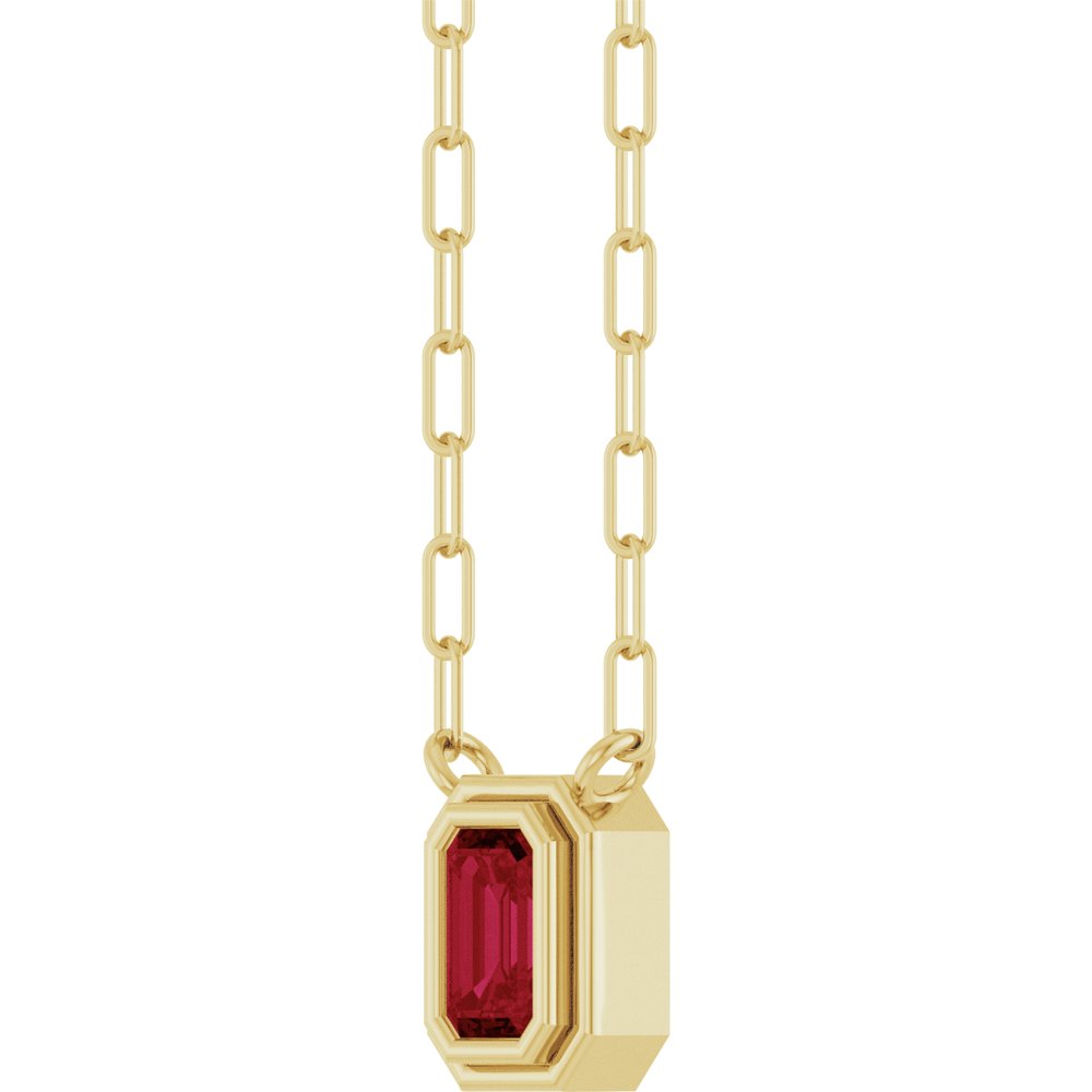 14K Yellow Gold Lab-Grown Ruby 18" Necklace