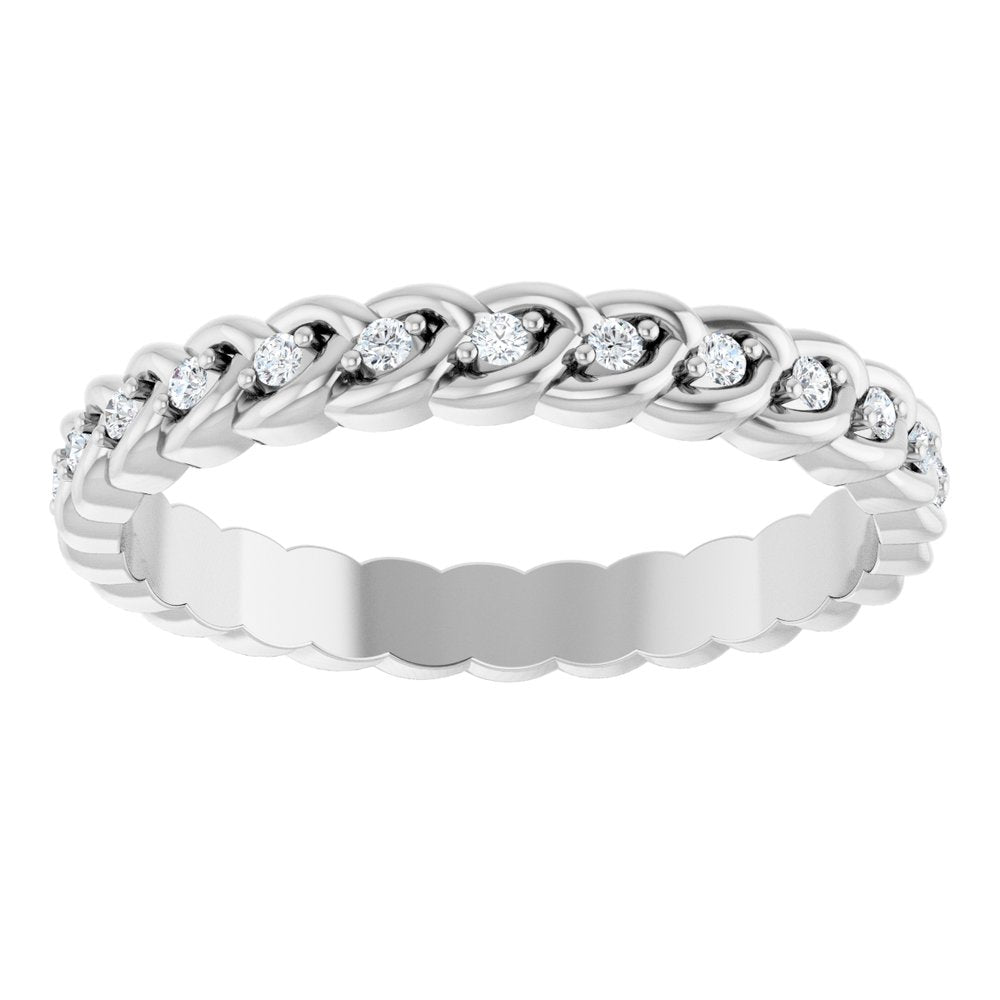 14K White Gold 1/5 CTW Lab-Grown Diamond Rope Eternity Band Size 7