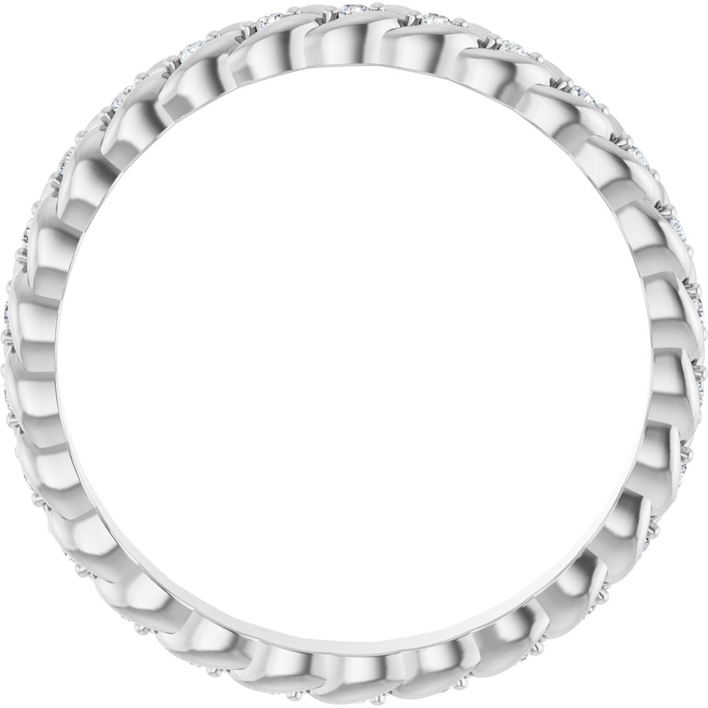 14K White Gold 1/5 CTW Lab-Grown Diamond Rope Eternity Band Size 7